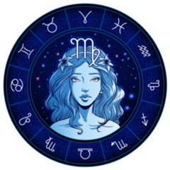 Blue Virgo Zodiac Sign Artwork Sticker