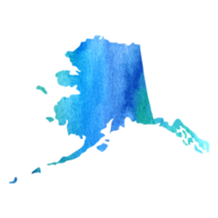 Blue Watercolor Alaska State Map Sticker