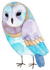 Blue Watercolor Barn Owl Sticker