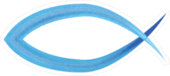 Blue Watercolor Christian Ichthus Fish Sticker