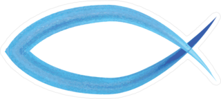 Blue Watercolor Christian Ichthus Fish Sticker