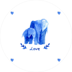 Blue Watercolor Elephant Love Sticker
