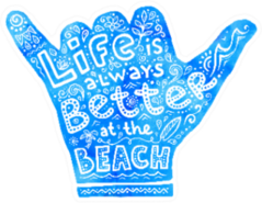 Blue Watercolor Shaka Hand Silhouette Sticker