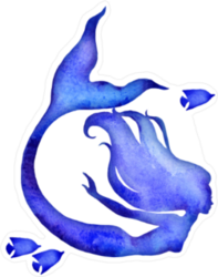 Blue Watercolor Silhouette Sticker