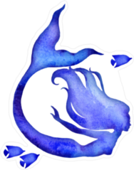 Blue Watercolor Silhouette Sticker