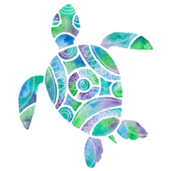 Blue Watercolor Turtle Sticker