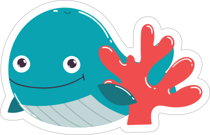 Blue Whale and Coral Reef Sticker