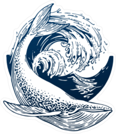 Blue Whale and Giant Wave Sticker