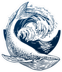 Blue Whale and Giant Wave Sticker