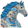 Blue Zentangle Horse Head Sticker