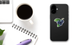 Blueberry Branch On White Sticker on a Phone (New) example