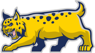 Blue/Yellow Bobcat Mascot