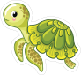 Blushing Green Turtle Sticker