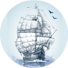 Boat On Sea Drawing Beautiful Sticker