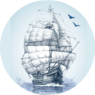 Boat On Sea Drawing Beautiful Sticker