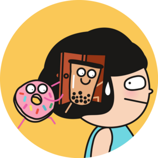 Boba And Donut On The Mind Illustration Sticker