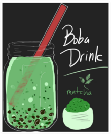 Boba Drink Matcha Flavor Sticker