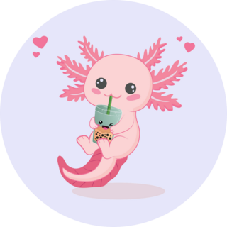 Boba Love Axolotl Sticker