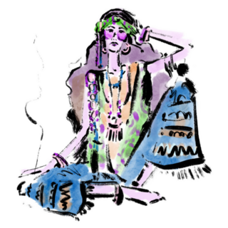 Bohemian Boho Chic 70s Hippie Sketch Sticker