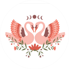 Boho Drawing Abstract Two Beautiful Romantic Dreaming Swans Sticker