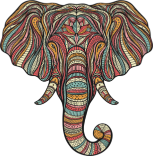 Boho Elephant Head Sticker