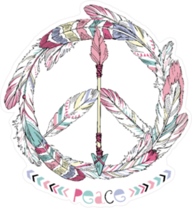 Boho Feather and Arrow Hippie Peace Sign Sticker