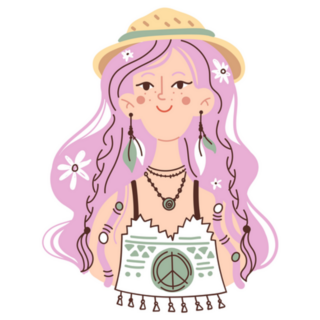 Boho Hippie Style Fashion Girl 70s Illustration Sticker