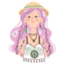 Boho Hippie Style Fashion Girl 70s Illustration Sticker