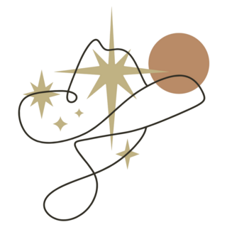 Boho Line Art Cowboy Hat Sticker