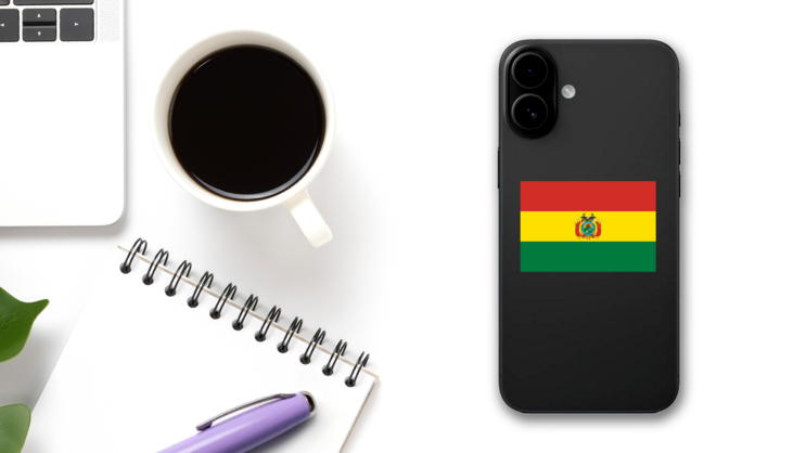 Bolivia Flag Sticker on a Phone (New) example