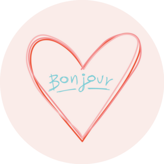 Bon Jour French Means Hello Heart On Pink Sticker