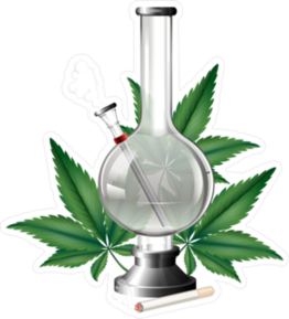 Bong And Pot Leaves Sticker