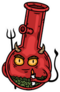Bong-devil Character With A Lighter And A Trident Sticker