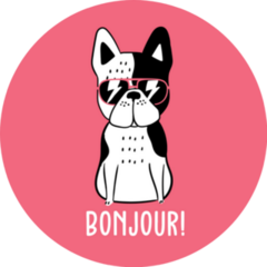 Bonjour! Cute Cartoon French Bulldog Sticker