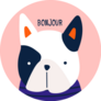 Bonjour. French Bulldog. Peach Sticker