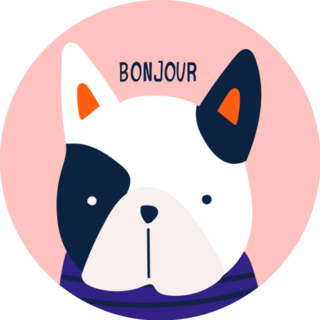 Bonjour. French Bulldog. Peach Sticker