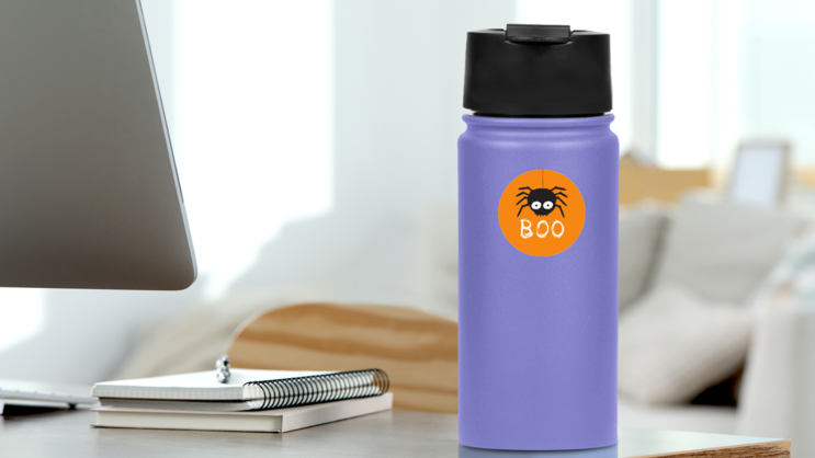 Boo Fun Spider Sticker on a Water Bottle (New) example
