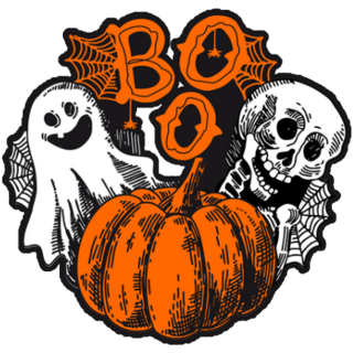 Boo Sketch Ghosts and Pumpkin Sticker