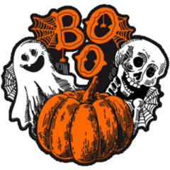 Boo Sketch Ghosts and Pumpkin Sticker