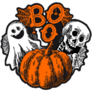 Boo Sketch Ghosts and Pumpkin Sticker