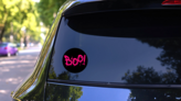 Boo With Splash Effect Halloween Sticker on a Rear Car Window (New) example