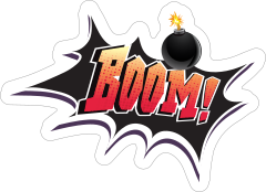 Boom Bomb Illustrated Comic Sticker