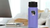 Border Collie Hand Drawn Sticker on a Water Bottle (New) example