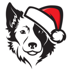 Border Collie Santa Icon Sticker
