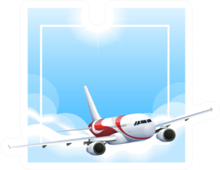 Border Template With Airplane Flying In Sky Illustration Sticker