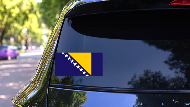 Bosnia and Herzegovina Flag Sticker on a Rear Car Window (New) example