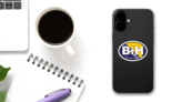 Bosnia Bih Flag Oval Sticker on a Phone (New) example