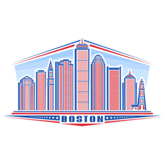 Boston Cityscape Illustration Sticker