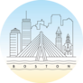 Boston, Massachusetts Skyline Minimal Sticker