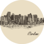 Boston Massachusetts Skyline Sketch Sticker